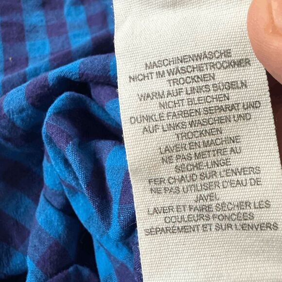 Boden Men's Check‎ Lined Blend Quarter Button Short Sleeve Shirt Blue Size XL - Picture 6 of 7